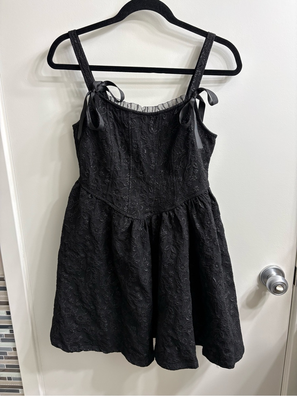 TRIXXI Black Dress Medium Ribbon Goth